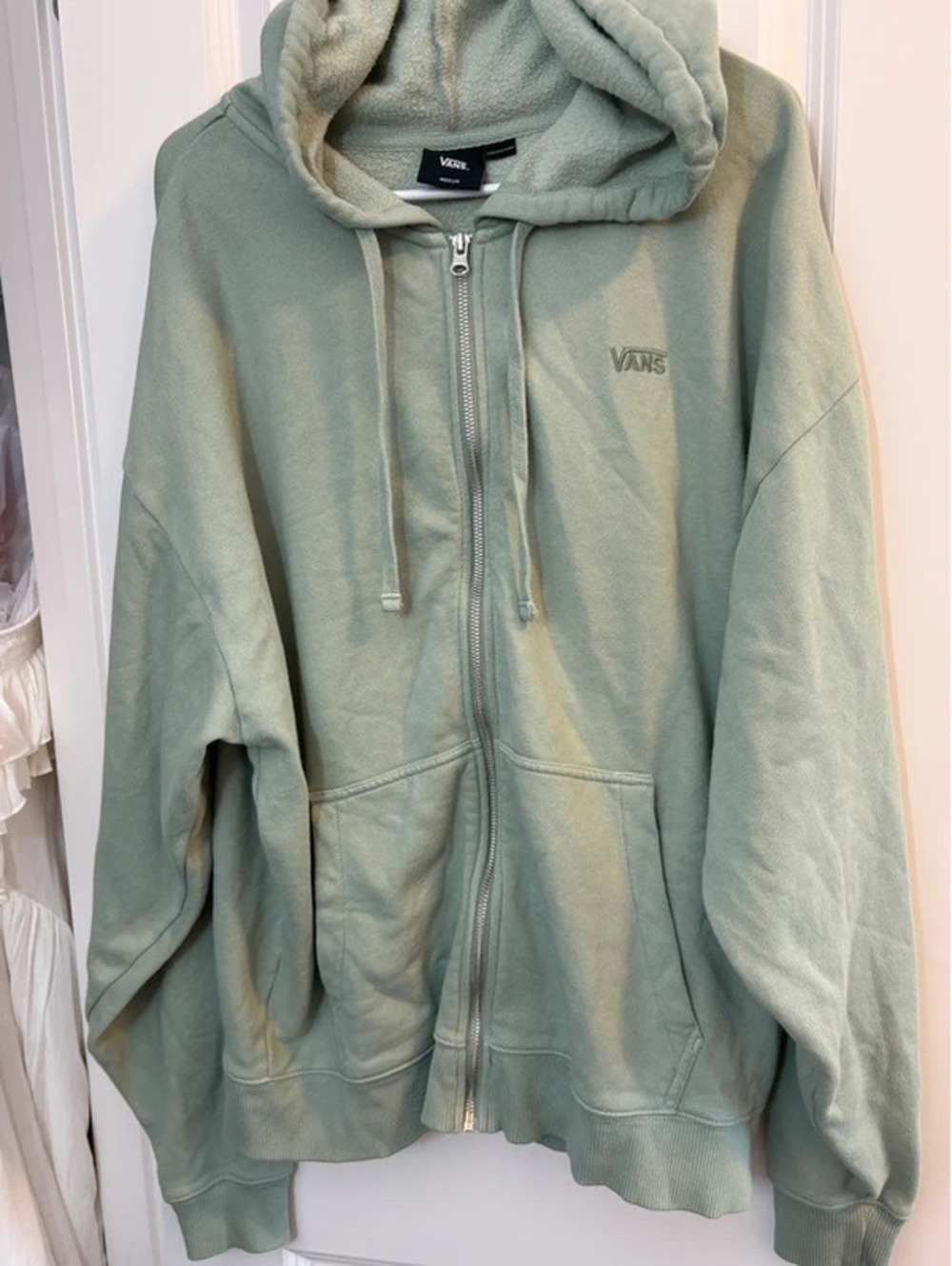 Vans Everyday Oversized Sage Green Zip-Up Hoodie Size Medium